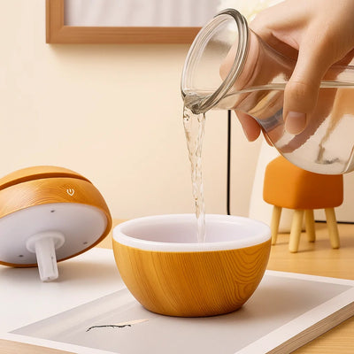 CalmaMist | Essential Oil Diffuser Humidifier – Gentle Quiet Mist & LED Night-Light – Wood Finish – Relieve Dry Air Improve Sleep Boost Comfort