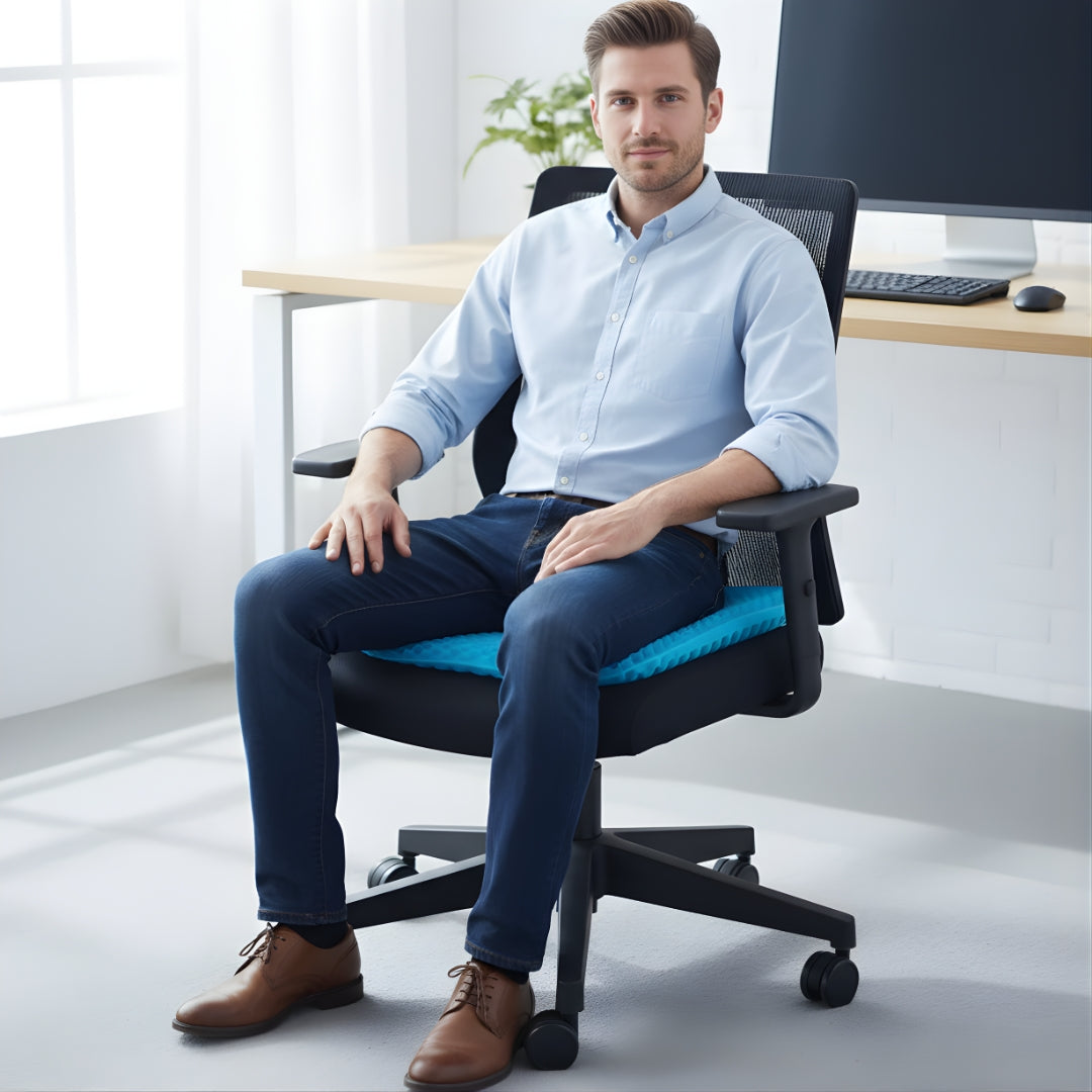 SitEase | Gel Seat Cushion – Pressure Relief & Cooling Honeycomb Gel – Posture Support – Office Car Chair Comfort for Long Sitting