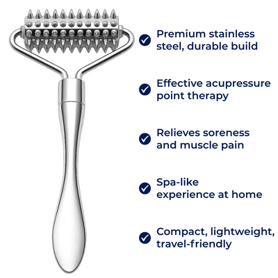Relaxura | Acupuncture Massage Roller – Stress Relief – Stainless Steel – Improves Circulation – Muscle Pain Relief – Home Spa Self-Care