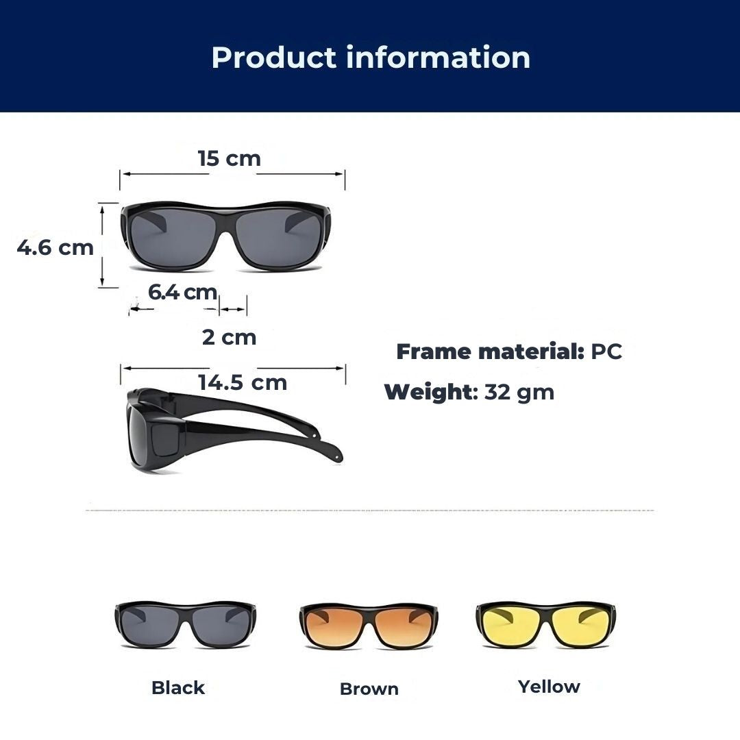 DriveBright Night Driving Clarity Glasses | Enhanced Vision - Anti-Glare Glasses - UV Protection - Reduced Eye Strain During Night Drives
