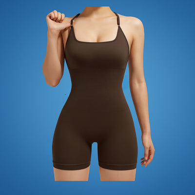 FlexCurve | Women’s Backless Workout Jumpsuit – Breathable Stretch Fabric – Flattering Fit for Gym & Yoga