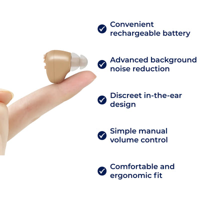 ClearHear | Rechargeable ITE Hearing Amplifier – Noise‑Reduction – Ergonomic In‑Ear Fit – Clearer Speech for Seniors in Daily Use
