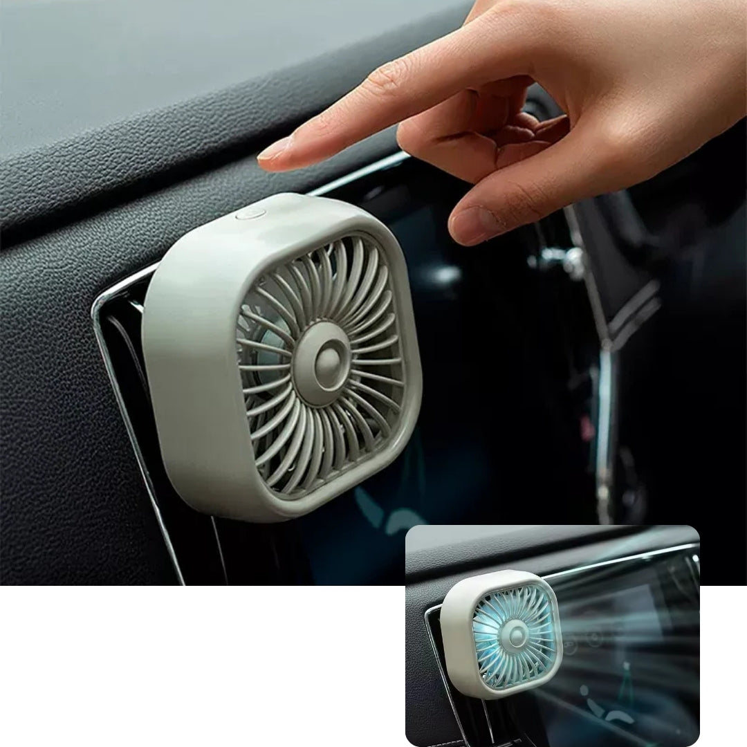 CoolGlow | USB Car Fan – 3-Speed Cooling – Colour-Changing LED Lights – Soft Rubber Vent Clip – Drivers & Passengers Summer Comfort