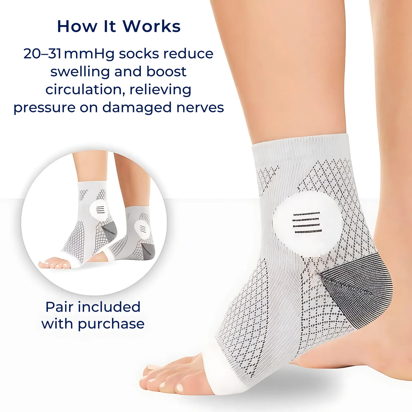 Neurowear | Neuropathy Compression Socks – Graduated 20–31 mmHg – Breathable Toeless Design – All‑Day Relief for Swollen Feet