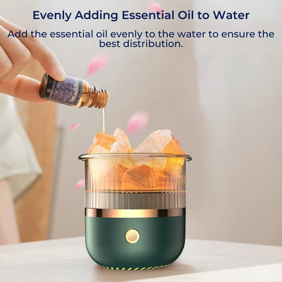 SereniGlow Crystal Salt Humidifier | USB Aroma Diffuser – Night Light & Air Purifier – For Relaxation, Stress Relief & Improved Air Quality