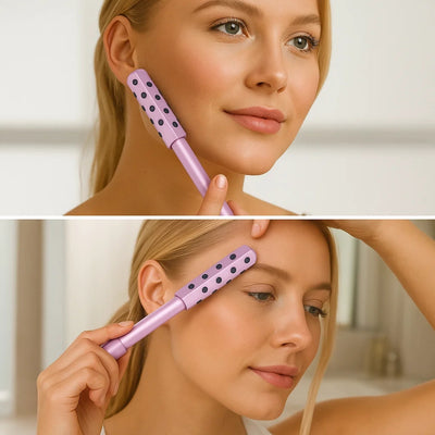 ContourEase | Face Roller Massager – Depuff & Lift Skin – Smooth Metal Cooling Design – Boost Circulation & Glow for Cheeks Neck Face