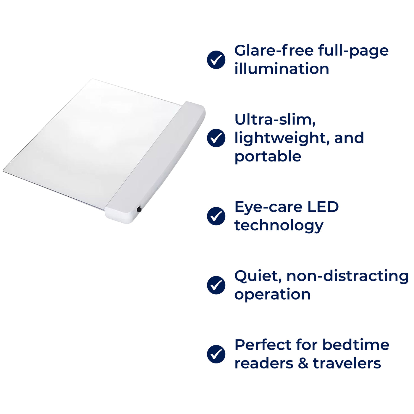 PageGlow | Flat LED Book Light – Glare‑Free Full‑Page Illumination – Slim Portable Design – Eye‑Care for Travellers & Bedtime Readers