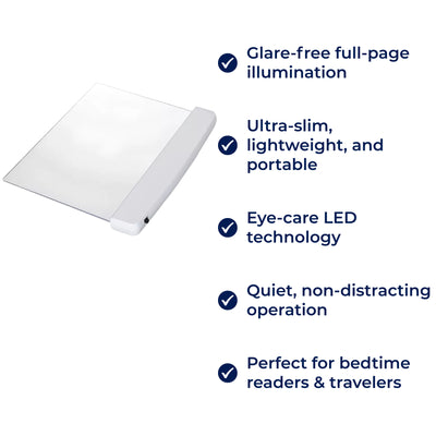 PageGlow | Flat LED Book Light – Glare‑Free Full‑Page Illumination – Slim Portable Design – Eye‑Care for Travellers & Bedtime Readers