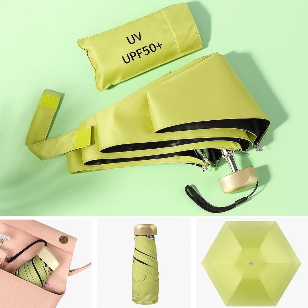 UrbanBrolly | Mini UV Folding Umbrella – UPF 50+ Sun Protection – Water‑Repellent – Lightweight Pocket‑Size Travel Use