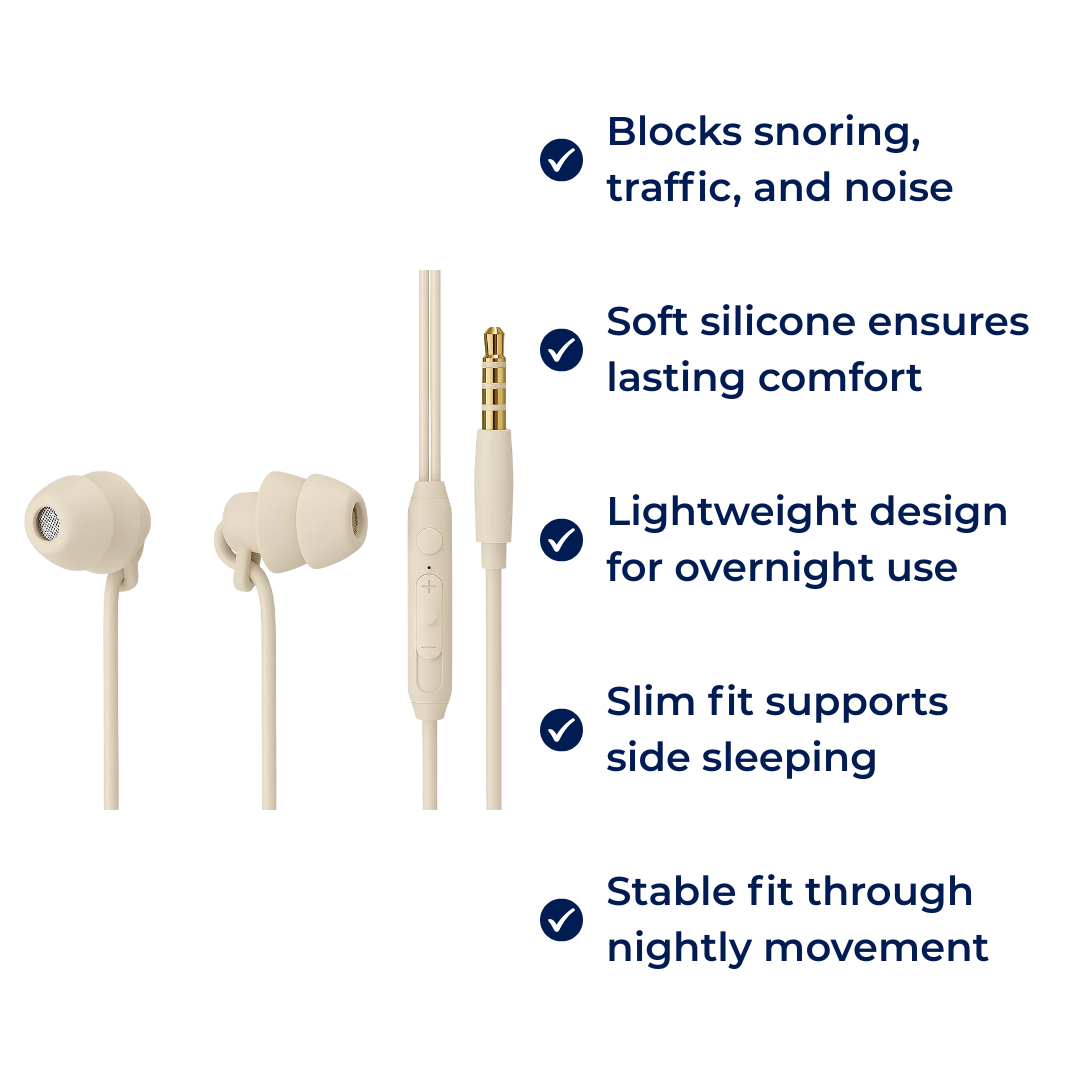 SomniSil | Sleep Earphones – Noise-Cancelling – Ergonomic Silicone – For Side Sleepers – Blocks Snoring & Traffic – All-Night Comfort