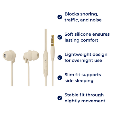 SomniSil | Sleep Earphones – Noise-Cancelling – Ergonomic Silicone – For Side Sleepers – Blocks Snoring & Traffic – All-Night Comfort
