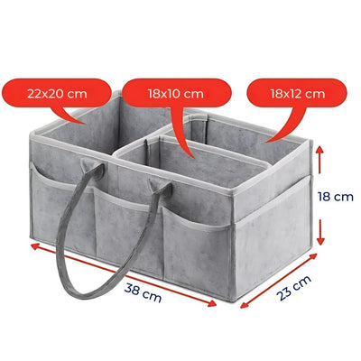 NappyNest | Nappy Organiser Caddy – Easy‑Clean Dividers – Water‑Resistant Felt – Large Capacity – Portable Storage for Parents