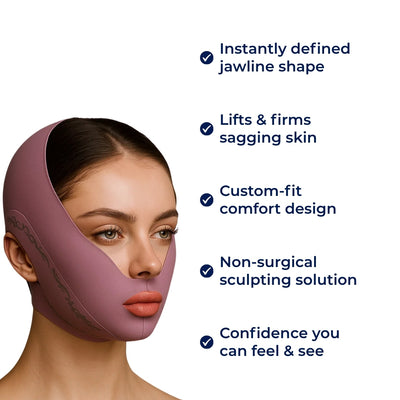 VContour | Face Slimming Strap – Jawline Sculpting – Breathable Stretch Fabric – Lifts Sagging Skin – Firms and Defines V-Line Face