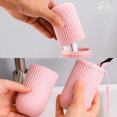 PackDental | Travel Toothbrush Case – Mouthwash Cup Included – Compact Dust‑proof Design – Hygienic Oral Care for Travel & Holidays
