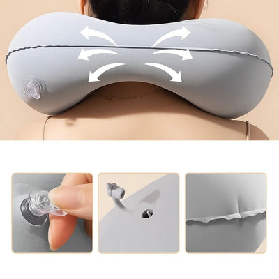 TravelThrive | Inflatable Travel Neck Pillow – Adjustable Firmness – Soft Velvet Cover – Neck Pain Relief – Compact for All Journeys