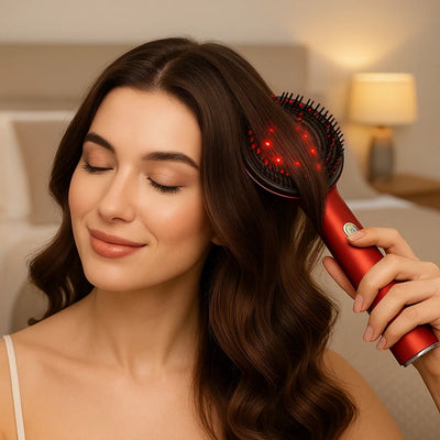 RootRevive | Hair Growth Scalp Massage Brush – Red-Light Therapy – Rechargeable Hand-Held – Boosts Density for Thinning Hair – ThickerGrowth