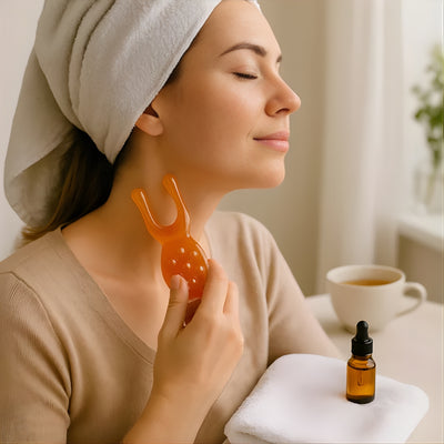 LiftAura | Gua Sha Face Lifting Tool – Jawline & Cheek Contour – Smooth Resin Design – De-Puffing Relief – Radiant Skin – At-Home Sculpting