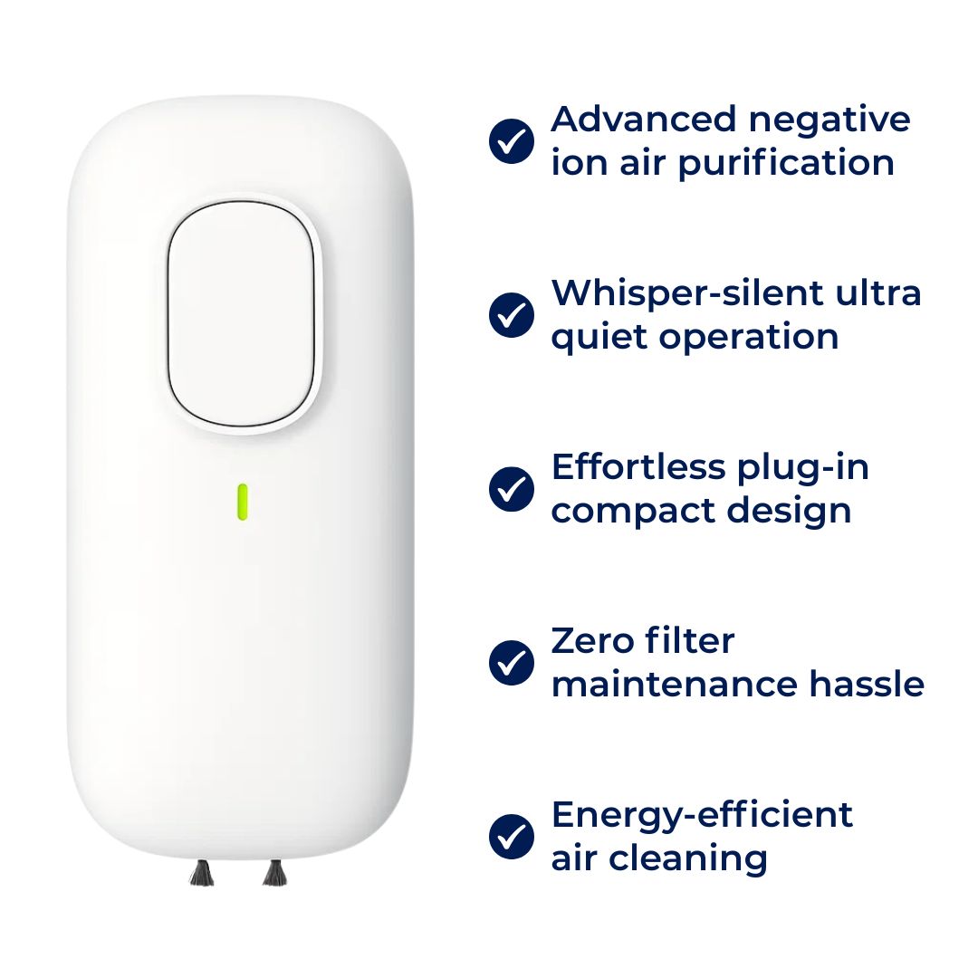 AerisPure | Plug-in Air Purifier – Negative Ion – Ultra-quiet ≤ 5 dB – Removes Smoke Odours & Pet Dander – Clean Fresh Air for Bedrooms