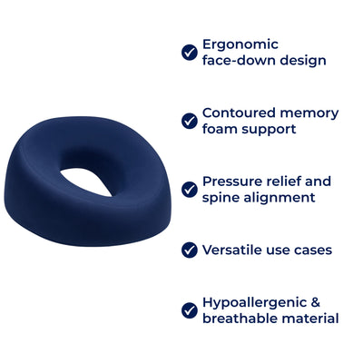 FaceEase | Face‑Down Pillow – Pressure Relief Support – Contoured Memory Foam – Ideal for Massage Beauty & Stomach Sleeping