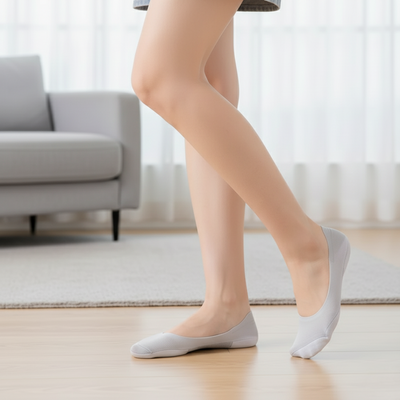 ComfyStride | No-Show Padded Socks – Shock Absorbing Comfort – Breathable Cotton Cushion – Anti-Slip Heel – Women All-Day Walking Relief