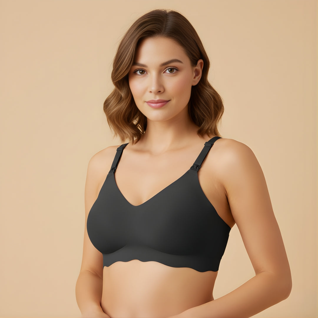 MumEase | Wireless Nursing Bra – One-Hand Snap Access – Ultra-Thin Breathable Support – All-Day Comfort for Breastfeeding Mums