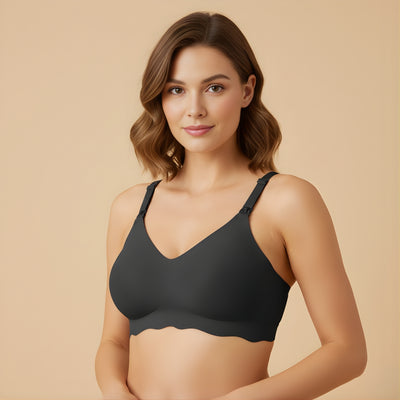 MumEase | Wireless Nursing Bra – One-Hand Snap Access – Ultra-Thin Breathable Support – All-Day Comfort for Breastfeeding Mums