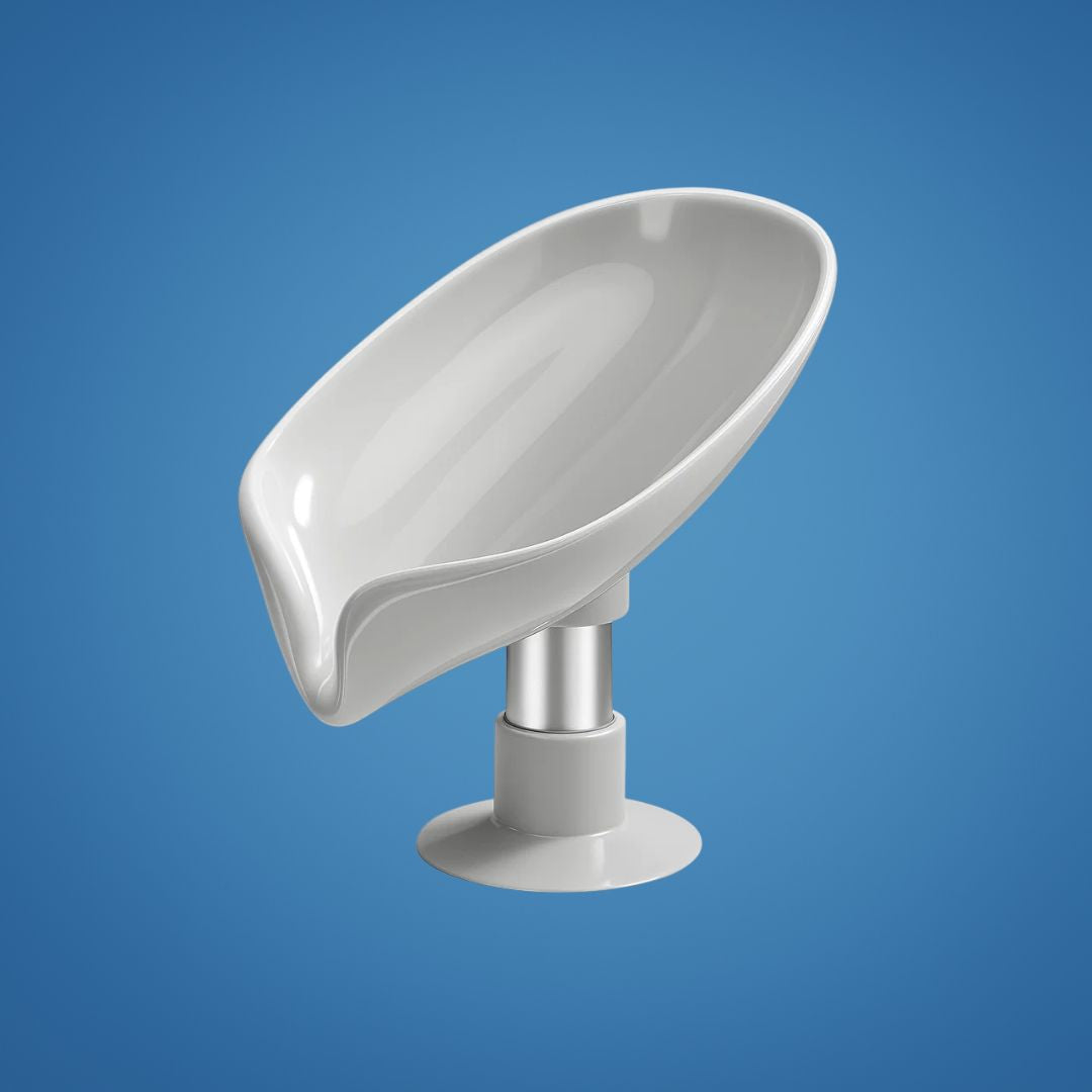 LeafDry | Self-Draining Soap Holder – Keep Soap Dry – Strong Suction Cup – No Drill Mount – Hygienic Bathroom & Shower Storage Solution