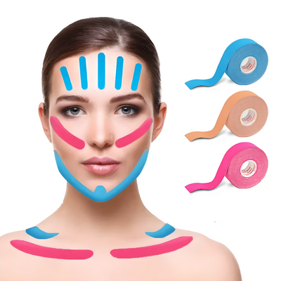 Kinesiology Tape for Facial and Neck Wrinkle Reduction