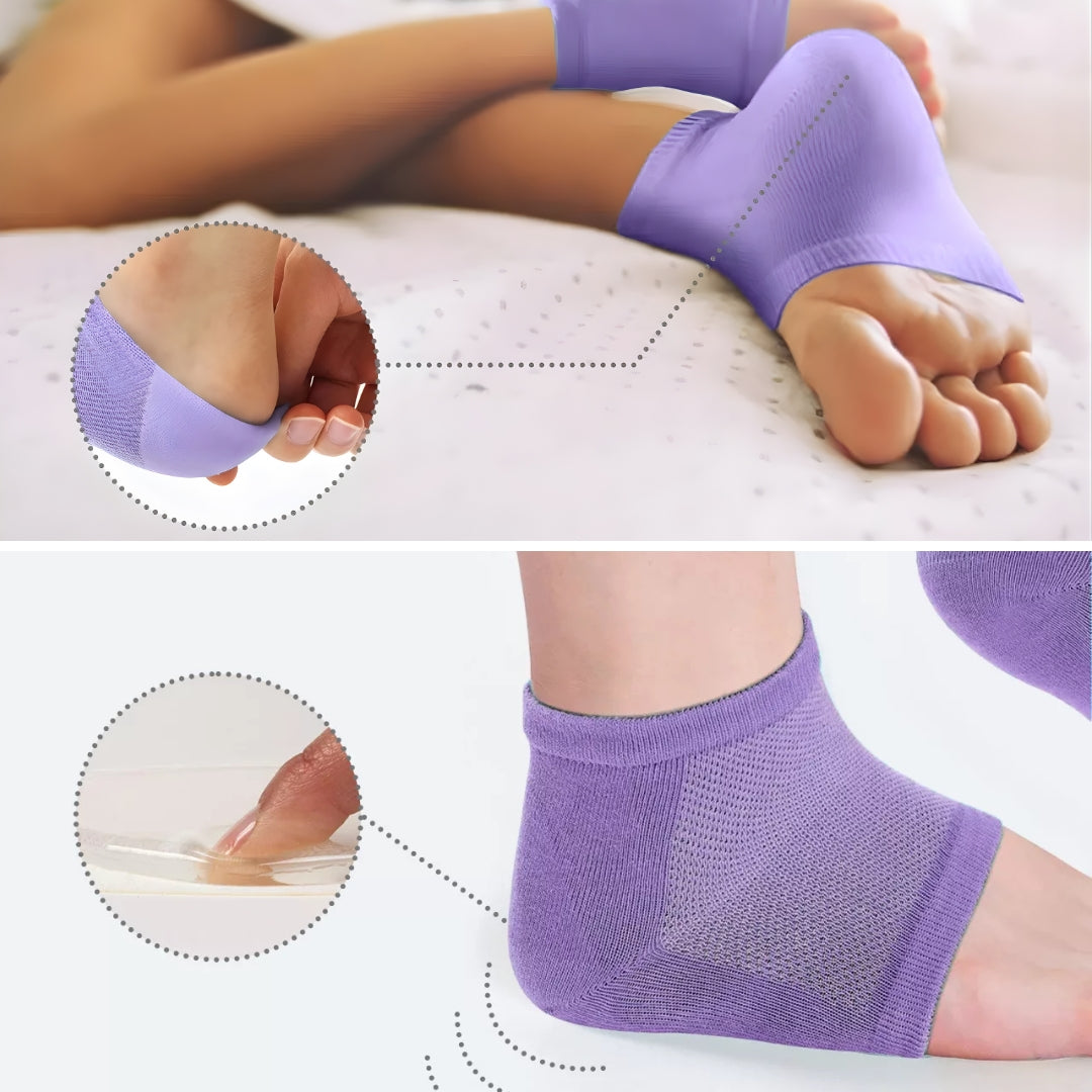 HeelEase | Gel Heel Repair Socks – Moisturising Gel Lining – Cushioned Open-Toe – Softens Cracked Heels Overnight – For Foot Relief Comfort