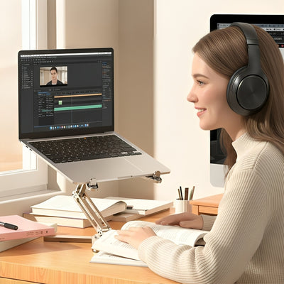 DeskLift | Adjustable Laptop Stand – Ergonomic Elevation – Aluminium Alloy with Ventilation – Reduces Neck Strain & Boosts Comfort