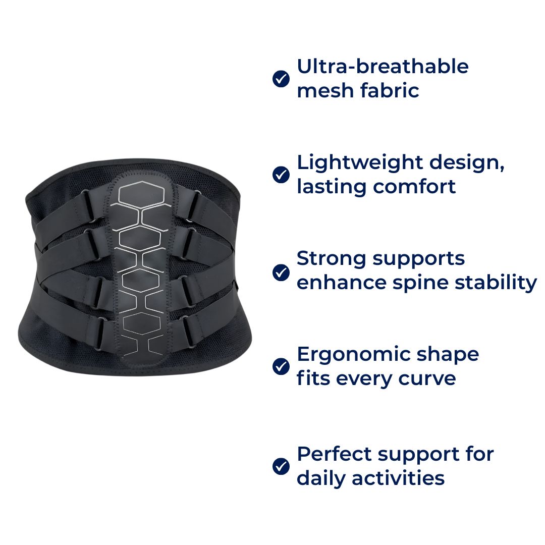 BackSure | Lower Back Brace – Ultra-Breathable Lumbar Support Belt – Lightweight Stabilising Wrap for Pain Relief & Posture Support