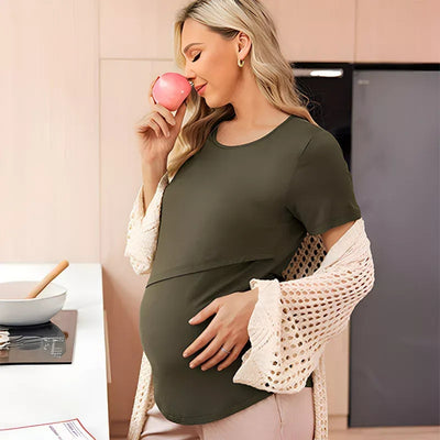 FeedFlow | Nursing Top – Discreet Openings – Stretchy Cotton Comfort – Postpartum & Public Feeding