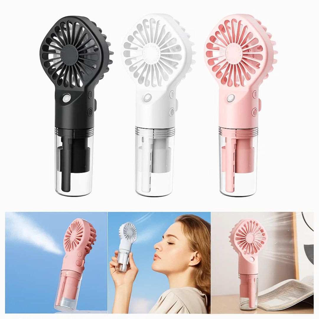 CoolMist | Misting Handheld Fan – Portable Cooling Mist Spray – Transparent Tank – USB Rechargeable – Beat Heat & Stay Cool Outdoors