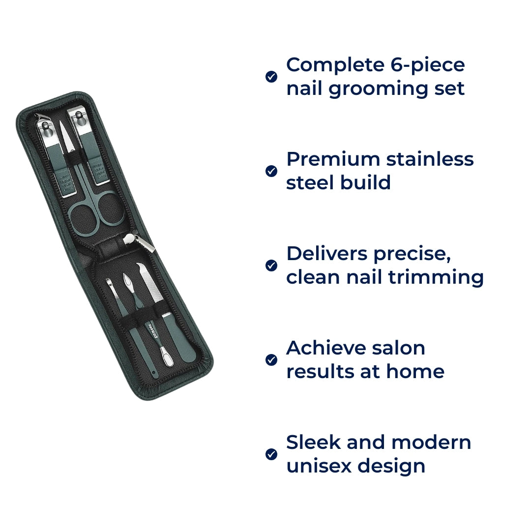 NailEase | 6‑Piece Nail Care Kit – Precise Nail Trimming – Durable Stainless Steel – Compact Design – Ideal for Travel, Home & Everyday Grooming