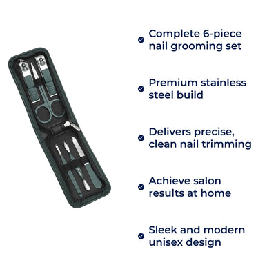 NailEase | 6‑Piece Nail Care Kit – Precise Nail Trimming – Durable Stainless Steel – Compact Design – Ideal for Travel, Home & Everyday Grooming