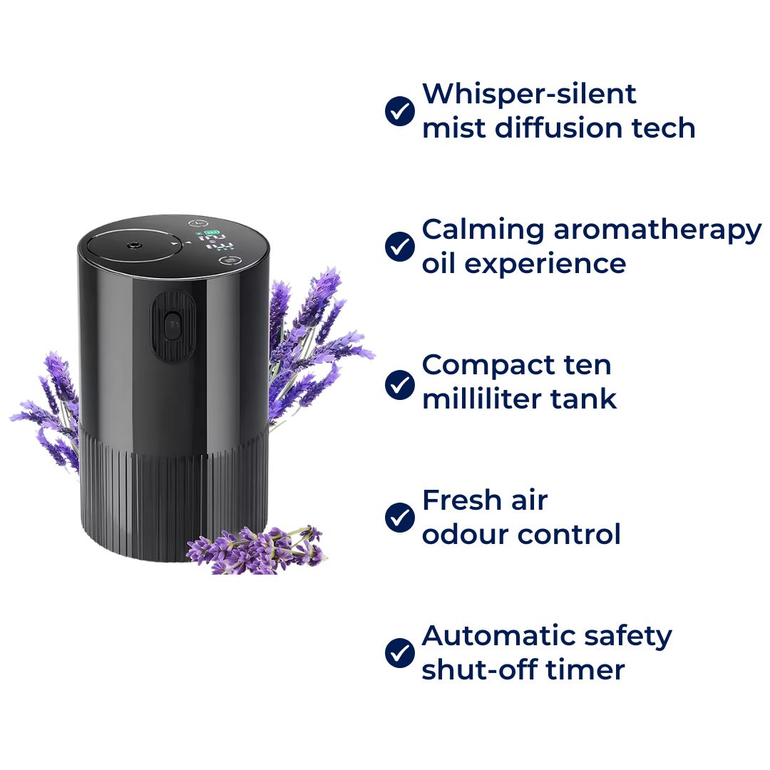 AuraEase | Portable Diffuser – Rechargeable Quiet Mist – 10 ml Silent Timer – Relaxing Aromatherapy for Sleep Stress Relief Office Travel