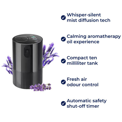 AuraEase | Portable Diffuser – Rechargeable Quiet Mist – 10 ml Silent Timer – Relaxing Aromatherapy for Sleep Stress Relief Office Travel