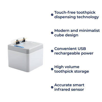 PurePick | Automatic Toothpick Dispenser – Touch-Free Infrared Sensor – USB‑Rechargeable – Enhances Hygiene – Clutter-Free & Kid-Friendly Use