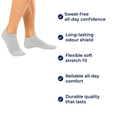 FreshStep | Men’s Bamboo Low-Cut Socks – Moisture-Wicking – Soft Elastic Fibre – Sweat-Free All-Day Comfort – Durable Odour Control