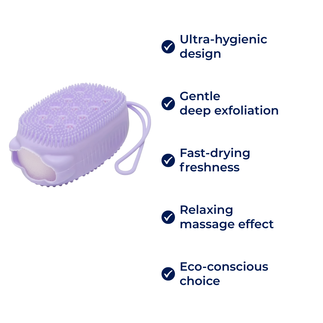 PureGlow | Silicone Body Scrubber – Hygienic Deep Exfoliation – Soft Fast-Dry Silicone – Gentle Massage – Sensitive Skin Daily Use
