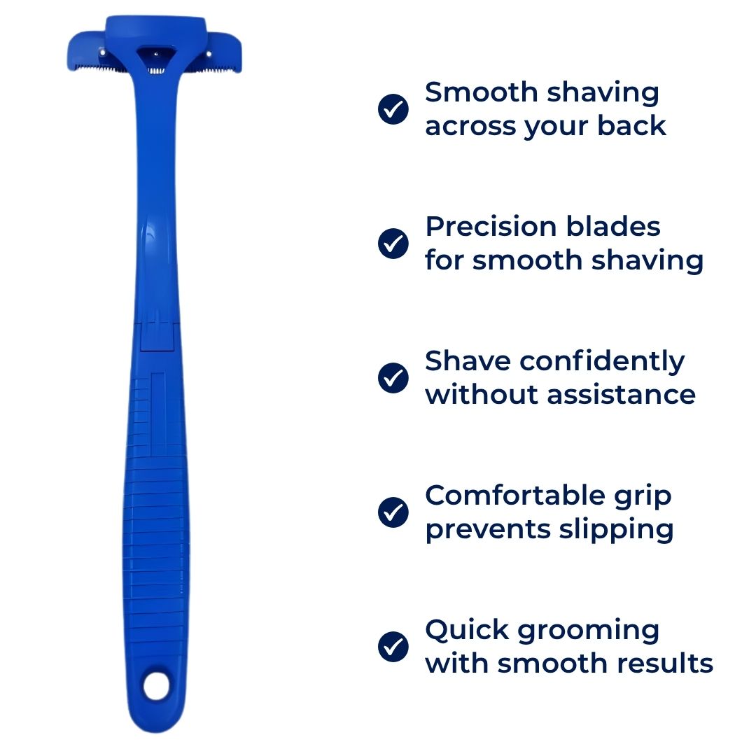 BackEase | Back Hair Shaver – Extra-Long Handle Reach – Sharp Stainless Blades – Smooth Pain-Free Shave – Effortless DIY Grooming for Men