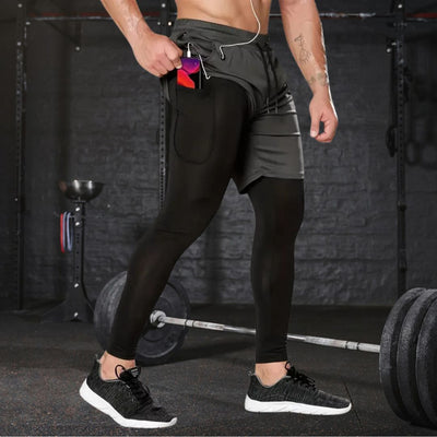 FlexStride | Men's 2-in-1 Running Shorts – Compression Support – Breathable Quick-Dry Fabric – Ideal for Gym & Fitness