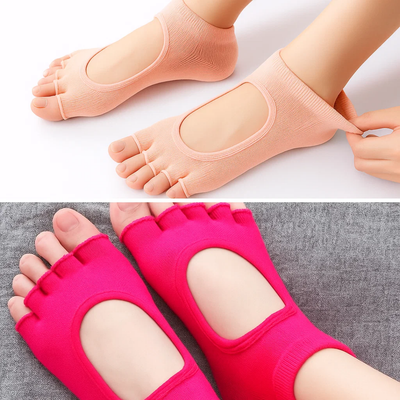 FlowGrip | Non-Slip Yoga Grip Socks – Open-Toe & Breathable – Rubberised Sole for Women – Stability Balance Comfort in Yoga & Pilates