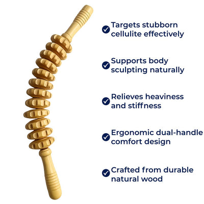 LymBalance | Lymphatic Drainage Roller – De-Puffing Anti-Cellulite Wood Massager – Skin Smoothing Pain Relief – Home Body Sculpting Tool