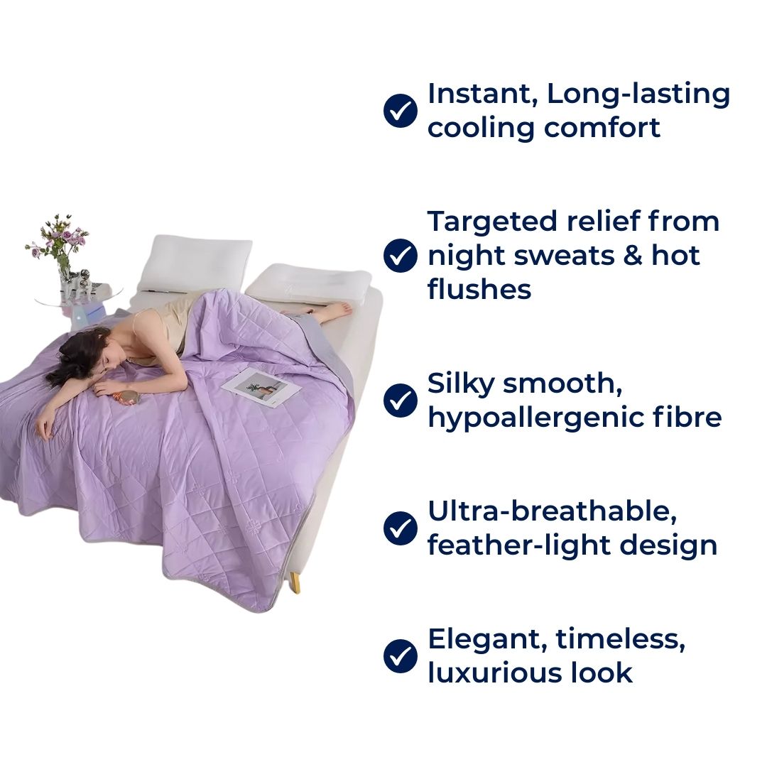 SilkCool | Cooling Blanket – Instant Cooling Comfort – Silky Hypoallergenic Fibre – Prevents Overheating – Relief for Night Sweats Sensitive Skin