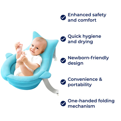 AquaNest | Baby Bath Support – Non-Slip Cushion – Quick-Drying Fabric – Newborn Safety