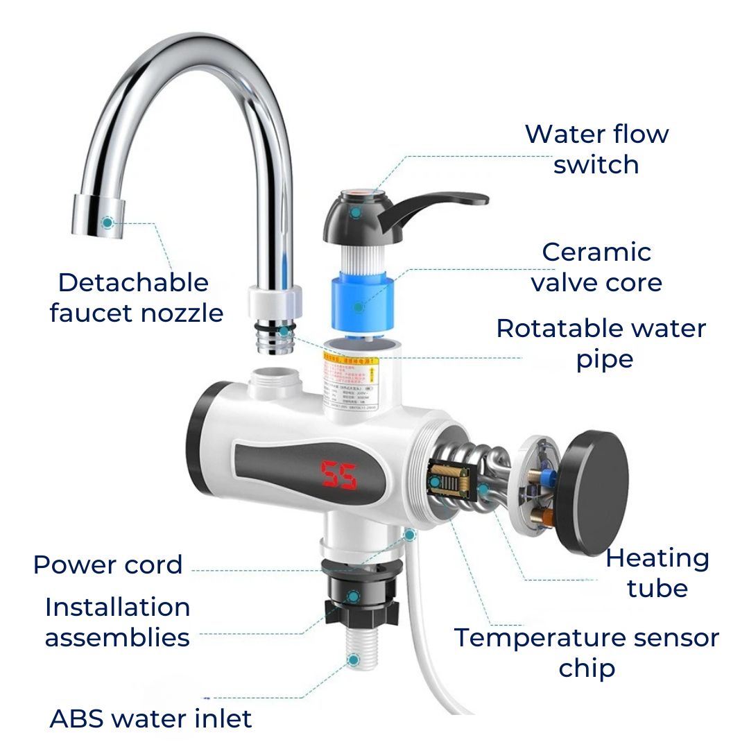 AquaSwift | Instant Hot Water Tap – Tankless Design – Compact Energy-Efficient Unit – Ideal for Kitchens & Bathrooms