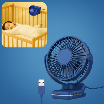 Clipbreeze | Clip-on USB Desk Fan Clamp Air Circulator – Long-Battery Cooling – Flame-Retardant Clamp – Quiet Nursery or Home-Office Use