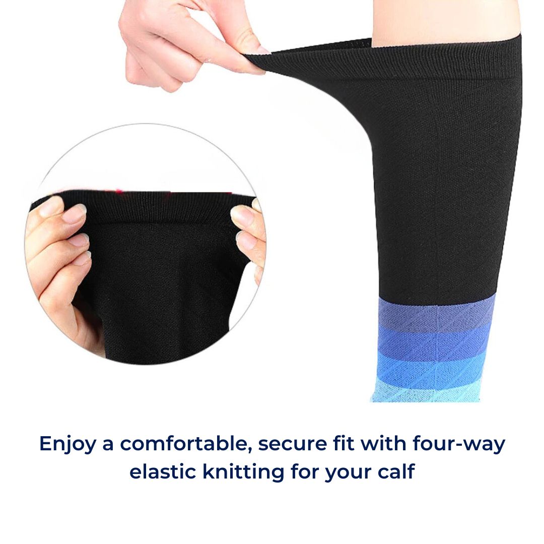 CalfComfort Compression Sleeves | for Pain Relief - Enhanced Circulation during Workouts and Travel