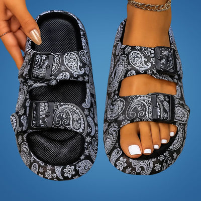 SoleEase | Women's Double Buckle Sandals – Adjustable Fit – Cushioned Footbed – Ideal for Beach & Casual Wear